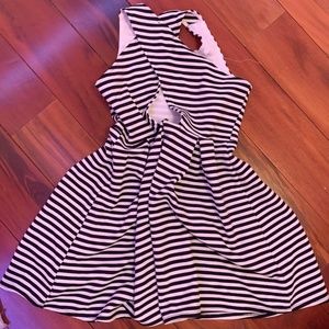 Black and White Striped Dress With Open Back